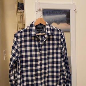 White and blue square shirt by Banana Republic